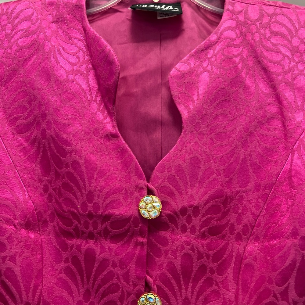Vintage Ursula of Switzerland Fuchsia Jacquard Runway Couture Blazer – Size 10 - Picture 4 of 8